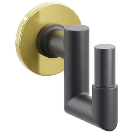 Emtek SELECT Single U Robe Hook with Unlacquered Brass Small Disc Rose, Oil Rubbed Bronze Smooth Tip, and Choice of Round Stem Finish Unlacquered Brass Rosette / Flat Black Stem / Oil Rubbed Bronze Tip