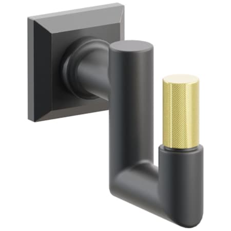Emtek SELECT Single U Robe Hook with Oil Rubbed Bronze Chamfered Square Rose, Unlacquered Brass Knurled Tip, and Choice of Round Stem Finish Oil Rubbed Bronze Rosette / Flat Black Stem / Unlacquered Brass Tip