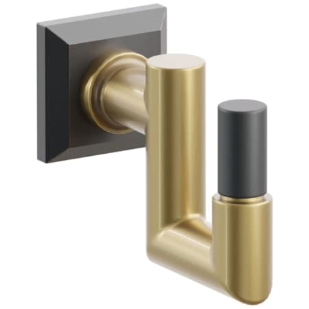 Emtek SELECT Single U Robe Hook with Oil Rubbed Bronze Chamfered Square Rose, Flat Black Smooth Tip, and Choice of Round Stem Finish Oil Rubbed Bronze Rosette / French Antique Stem / Flat Black Tip