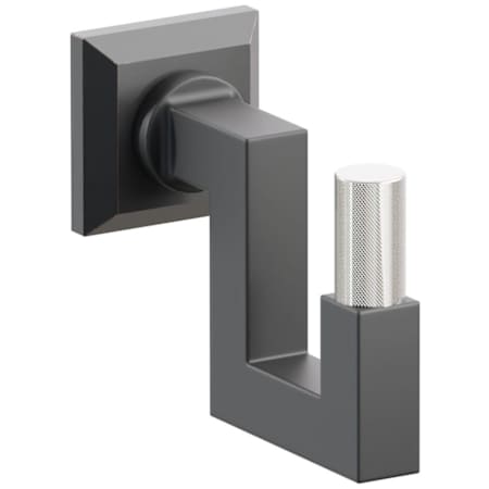 Emtek SELECT Single U Robe Hook with Oil Rubbed Bronze Chamfered Square Rose, Polished Nickel Knurled Tip, and Choice of Square Stem Finish Oil Rubbed Bronze Rosette / Flat Black Stem / Polished Nickel Tip