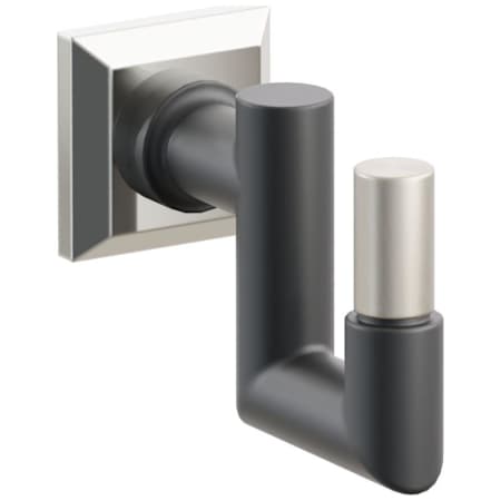 Emtek SELECT Single U Robe Hook with Polished Nickel Chamfered Square Rose, Satin Nickel Smooth Tip, and Choice of Round Stem Finish Polished Nickel Rosette / Flat Black Stem / Satin Nickel Tip