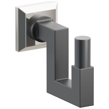 Emtek SELECT Single U Robe Hook with Polished Nickel Chamfered Square Rose, Oil Rubbed Bronze Smooth Tip, and Choice of Square Stem Finish Polished Nickel Rosette / Flat Black Stem / Oil Rubbed Bronze Tip