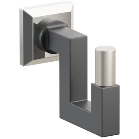 Emtek SELECT Single U Robe Hook with Polished Nickel Chamfered Square Rose, Satin Nickel Smooth Tip, and Choice of Square Stem Finish Polished Nickel Rosette / Flat Black Stem / Satin Nickel Tip