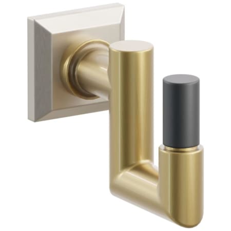 Emtek SELECT Single U Robe Hook with Satin Nickel Chamfered Square Rose, Flat Black Smooth Tip, and Choice of Round Stem Finish Satin Nickel Rosette / French Antique Stem / Flat Black Tip