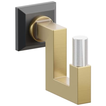 Emtek SELECT Single U Robe Hook with Flat Black Chamfered Square Rose, Polished Chrome Knurled Tip, and Choice of Square Stem Finish Flat Black Rosette / French Antique Stem / Polished Chrome Tip