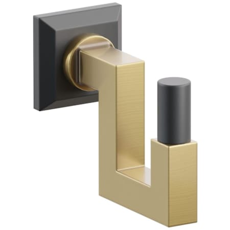 Emtek SELECT Single U Robe Hook with French Antique Square Stem and Choice of Chamfered Square Rose/Smooth Tip Finish Flat Black Rosette / French Antique Stem / Flat Black Tip