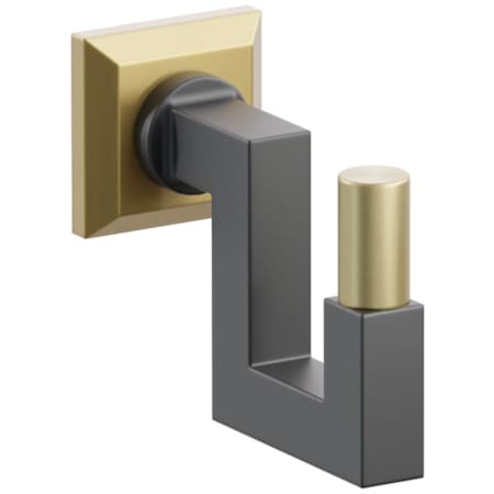 Emtek SELECT Single U Robe Hook with French Antique Chamfered Square Rose, Satin Brass Smooth Tip, and Choice of Square Stem Finish French Antique Rosette / Flat Black Stem / Satin Brass Tip