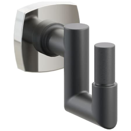Emtek SELECT Single U Robe Hook with Polished Nickel Soft Square Rose and Choice of Round Stem/Knurled Tip Finish Polished Nickel Rosette / Flat Black Stem / Flat Black Tip