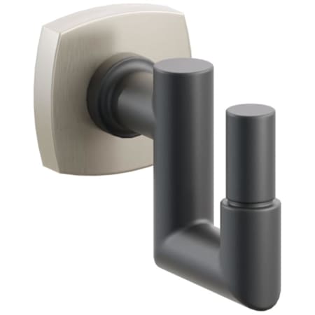 Emtek SELECT Single U Robe Hook with Satin Nickel Soft Square Rose and Choice of Round Stem/Smooth Tip Finish Satin Nickel Rosette / Flat Black Stem / Flat Black Tip