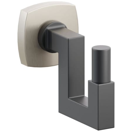 Emtek SELECT Single U Robe Hook with Satin Nickel Soft Square Rose and Choice of Square Stem/Smooth Tip Finish Satin Nickel Rosette / Flat Black Stem / Flat Black Tip