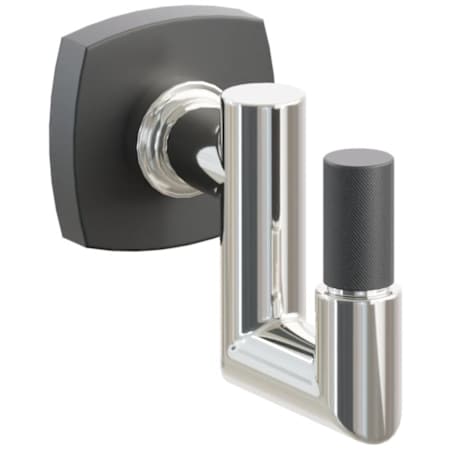 Emtek SELECT Single U Robe Hook with Polished Nickel Round Stem and Choice of Soft Square Rose/Knurled Tip Finish Flat Black Rosette / Polished Nickel Stem / Flat Black Tip