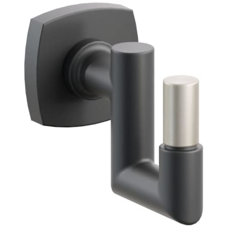 Emtek SELECT Single U Robe Hook with Satin Nickel Smooth Tip and Choice of Soft Square Rose/Round Stem Finish Flat Black Rosette / Flat Black Stem / Satin Nickel Tip