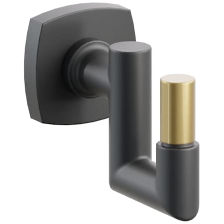 Emtek SELECT Single U Robe Hook with French Antique Smooth Tip and Choice of Soft Square Rose/Round Stem Finish Flat Black Rosette / Flat Black Stem / French Antique Tip