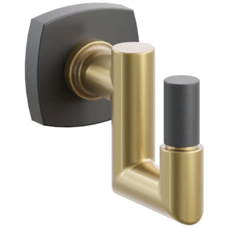 Emtek SELECT Single U Robe Hook with French Antique Round Stem and Choice of Soft Square Rose/Knurled Tip Finish Flat Black Rosette / French Antique Stem / Flat Black Tip