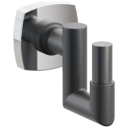 Emtek SELECT Single U Robe Hook with Polished Chrome Soft Square Rose, Oil Rubbed Bronze Smooth Tip, and Choice of Round Stem Finish Polished Chrome Rosette / Flat Black Stem / Oil Rubbed Bronze Tip