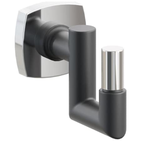 Emtek SELECT Single U Robe Hook with Polished Chrome Soft Square Rose, Polished Nickel Smooth Tip, and Choice of Round Stem Finish Polished Chrome Rosette / Flat Black Stem / Polished Nickel Tip