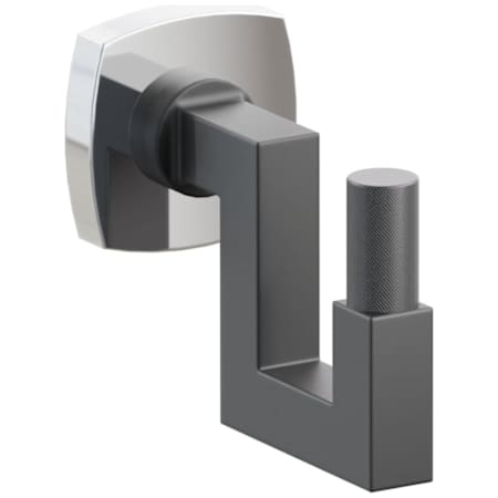 Emtek SELECT Single U Robe Hook with Polished Chrome Soft Square Rose, Oil Rubbed Bronze Knurled Tip, and Choice of Square Stem Finish Polished Chrome Rosette / Flat Black Stem / Oil Rubbed Bronze Tip