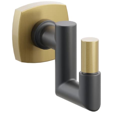 Emtek SELECT Single U Robe Hook with Flat Black Round Stem and Choice of Soft Square Rose/Knurled Tip Finish French Antique Rosette / Flat Black Stem / French Antique Tip