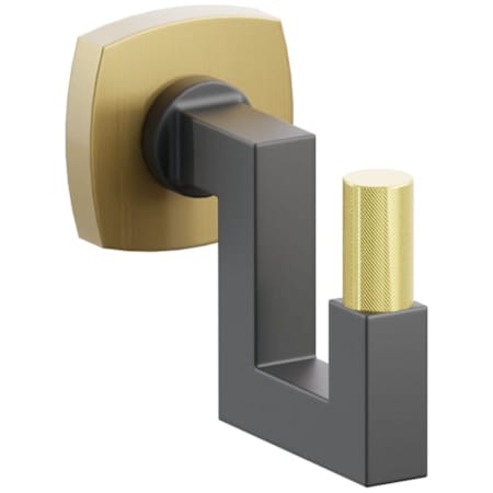 Emtek SELECT Single U Robe Hook with French Antique Soft Square Rose, Unlacquered Brass Knurled Tip, and Choice of Square Stem Finish French Antique Rosette / Flat Black Stem / Unlacquered Brass Tip