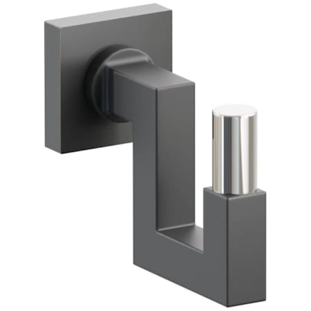 Emtek SELECT Single U Robe Hook with Oil Rubbed Bronze Small Square Rose, Polished Nickel Smooth Tip, and Choice of Square Stem Finish Oil Rubbed Bronze Rosette / Flat Black Stem / Polished Nickel Tip