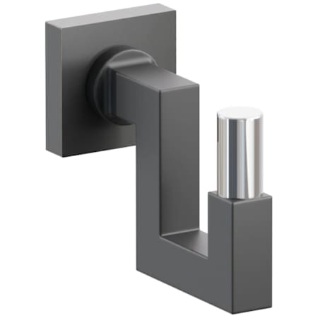Emtek SELECT Single U Robe Hook with Oil Rubbed Bronze Small Square Rose, Polished Chrome Smooth Tip, and Choice of Square Stem Finish Oil Rubbed Bronze Rosette / Flat Black Stem / Polished Chrome Tip