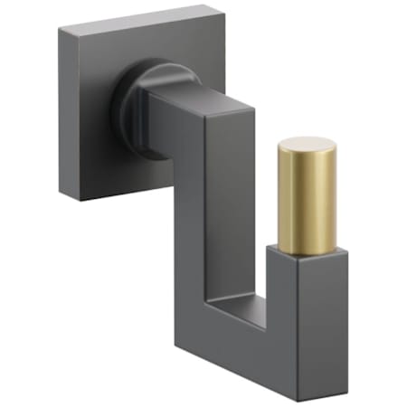 Emtek SELECT Single U Robe Hook with Oil Rubbed Bronze Small Square Rose, French Antique Smooth Tip, and Choice of Square Stem Finish Oil Rubbed Bronze Rosette / Flat Black Stem / French Antique Tip