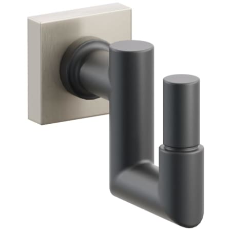 Emtek SELECT Single U Robe Hook with Satin Nickel Small Square Rose and Choice of Round Stem/Smooth Tip Finish Satin Nickel Rosette / Flat Black Stem / Flat Black Tip