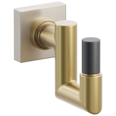 Emtek SELECT Single U Robe Hook with Satin Nickel Small Square Rose, Flat Black Smooth Tip, and Choice of Round Stem Finish Satin Nickel Rosette / French Antique Stem / Flat Black Tip
