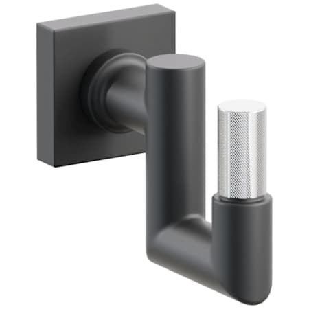 Emtek SELECT Single U Robe Hook with Polished Chrome Knurled Tip and Choice of Small Square Rose/Round Stem Finish Flat Black Rosette / Flat Black Stem / Polished Chrome Tip