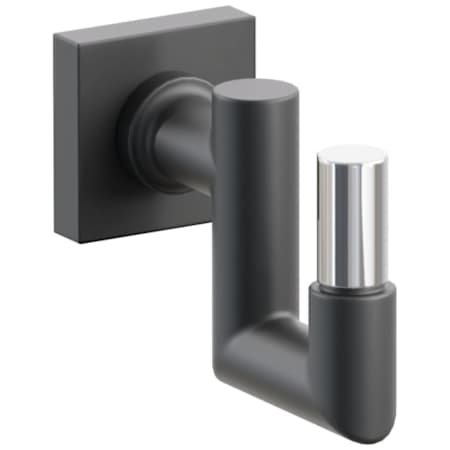 Emtek SELECT Single U Robe Hook with Polished Chrome Smooth Tip and Choice of Small Square Rose/Round Stem Finish Flat Black Rosette / Flat Black Stem / Polished Chrome Tip