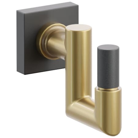 Emtek SELECT Single U Robe Hook with French Antique Round Stem and Choice of Small Square Rose/Knurled Tip Finish Flat Black Rosette / French Antique Stem / Flat Black Tip