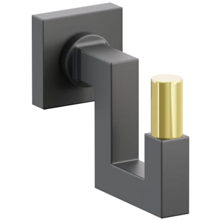 Emtek SELECT Single U Robe Hook with Unlacquered Brass Smooth Tip and Choice of Small Square Rose/Square Stem Finish Flat Black Rosette / Flat Black Stem / Unlacquered Brass Tip