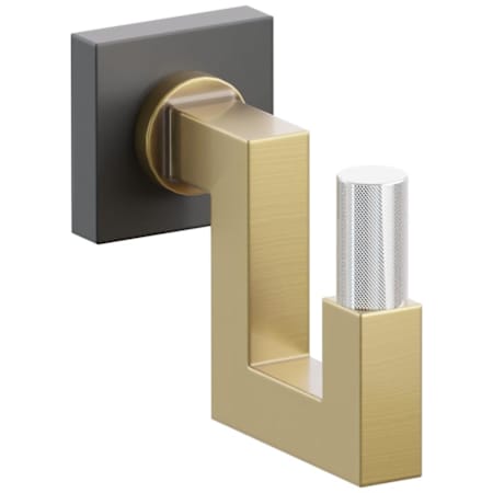 Emtek SELECT Single U Robe Hook with Flat Black Small Square Rose, Polished Chrome Knurled Tip, and Choice of Square Stem Finish Flat Black Rosette / French Antique Stem / Polished Chrome Tip