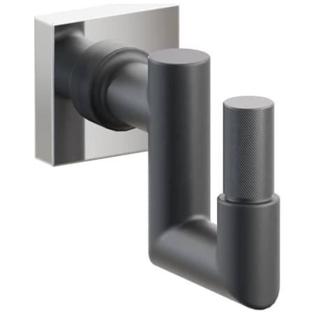 Emtek SELECT Single U Robe Hook with Polished Chrome Small Square Rose, Oil Rubbed Bronze Knurled Tip, and Choice of Round Stem Finish Polished Chrome Rosette / Flat Black Stem / Oil Rubbed Bronze Tip
