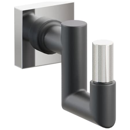 Emtek SELECT Single U Robe Hook with Polished Chrome Small Square Rose, Polished Nickel Knurled Tip, and Choice of Round Stem Finish Polished Chrome Rosette / Flat Black Stem / Polished Nickel Tip