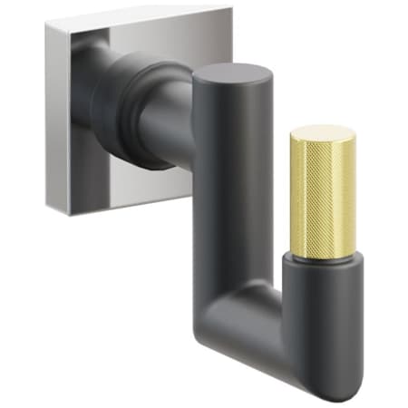 Emtek SELECT Single U Robe Hook with Polished Chrome Small Square Rose, Unlacquered Brass Knurled Tip, and Choice of Round Stem Finish Polished Chrome Rosette / Flat Black Stem / Unlacquered Brass Tip
