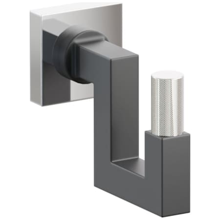 Emtek SELECT Single U Robe Hook with Polished Chrome Small Square Rose, Polished Nickel Knurled Tip, and Choice of Square Stem Finish Polished Chrome Rosette / Flat Black Stem / Polished Nickel Tip