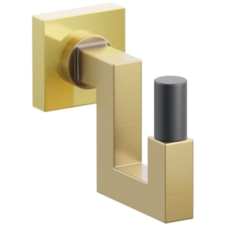Emtek SELECT Single U Robe Hook with Unlacquered Brass Small Square Rose, Flat Black Smooth Tip, and Choice of Square Stem Finish Unlacquered Brass Rosette / French Antique Stem / Flat Black Tip