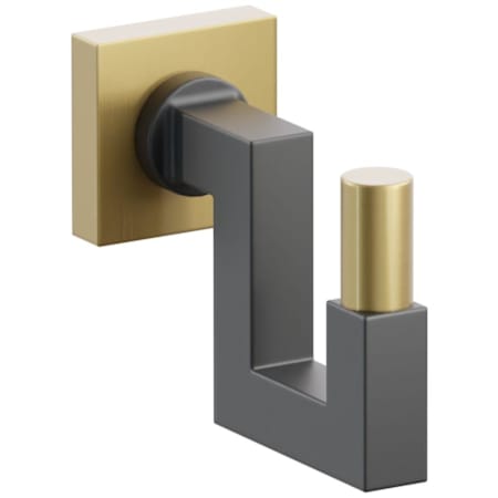 Emtek SELECT Single U Robe Hook with Flat Black Square Stem and Choice of Small Square Rose/Smooth Tip Finish French Antique Rosette / Flat Black Stem / French Antique Tip