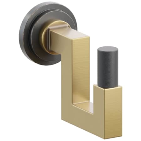 Emtek SELECT Single U Robe Hook with Oil Rubbed Bronze Step Disc Rose, Flat Black Knurled Tip, and Choice of Square Stem Finish Oil Rubbed Bronze Rosette / French Antique Stem / Flat Black Tip