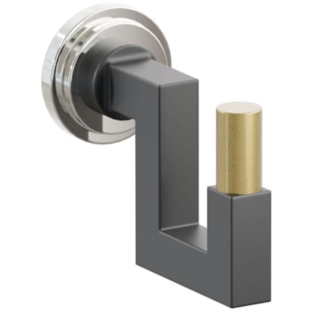 Emtek SELECT Single U Robe Hook with Polished Nickel Step Disc Rose, French Antique Knurled Tip, and Choice of Square Stem Finish Polished Nickel Rosette / Flat Black Stem / French Antique Tip