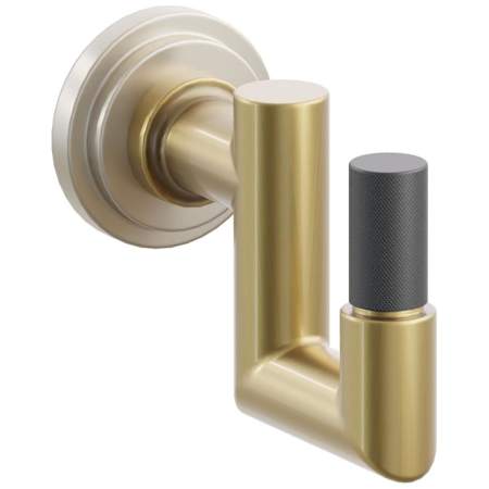 Emtek SELECT Single U Robe Hook with Satin Nickel Step Disc Rose, Flat Black Knurled Tip, and Choice of Round Stem Finish Satin Nickel Rosette / French Antique Stem / Flat Black Tip