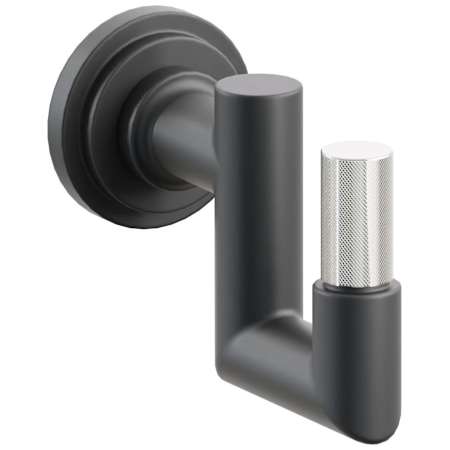 Emtek SELECT Single U Robe Hook with Polished Nickel Knurled Tip and Choice of Step Disc Rose/Round Stem Finish Flat Black Rosette / Flat Black Stem / Polished Nickel Tip