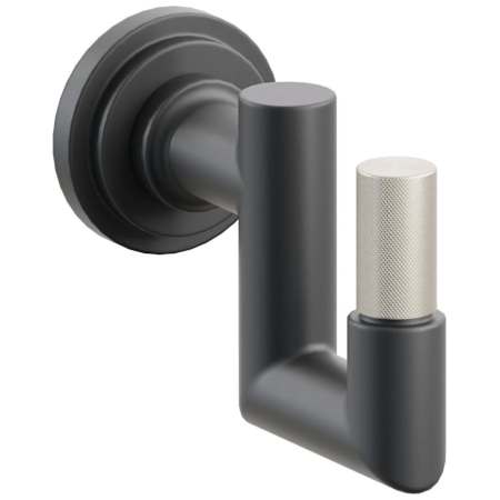 Emtek SELECT Single U Robe Hook with Satin Nickel Knurled Tip and Choice of Step Disc Rose/Round Stem Finish Flat Black Rosette / Flat Black Stem / Satin Nickel Tip
