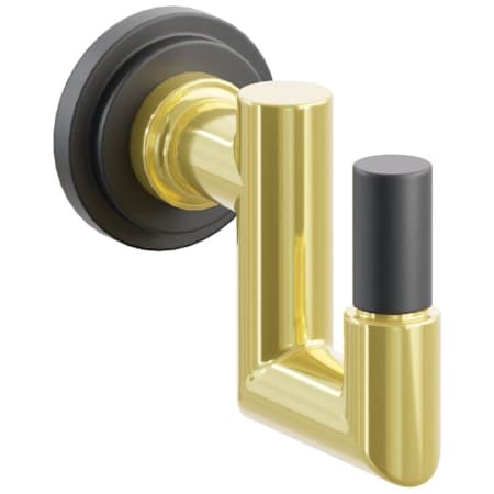 Emtek SELECT Single U Robe Hook with Unlacquered Brass Round Stem and Choice of Step Disc Rose/Smooth Tip Finish Flat Black Rosette / Unlacquered Brass Stem / Flat Black Tip