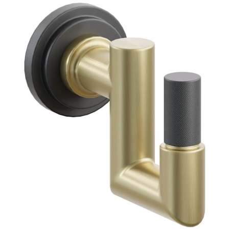 Emtek SELECT Single U Robe Hook with Satin Brass Round Stem and Choice of Step Disc Rose/Knurled Tip Finish Flat Black Rosette / Satin Brass Stem / Flat Black Tip