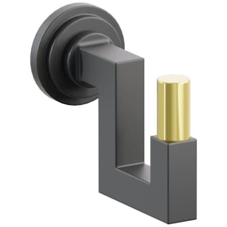 Emtek SELECT Single U Robe Hook with Unlacquered Brass Smooth Tip and Choice of Step Disc Rose/Square Stem Finish Flat Black Rosette / Flat Black Stem / Unlacquered Brass Tip