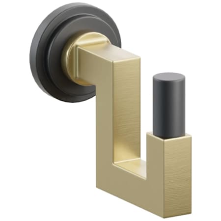 Emtek SELECT Single U Robe Hook with Satin Brass Square Stem and Choice of Step Disc Rose/Smooth Tip Finish Flat Black Rosette / Satin Brass Stem / Flat Black Tip