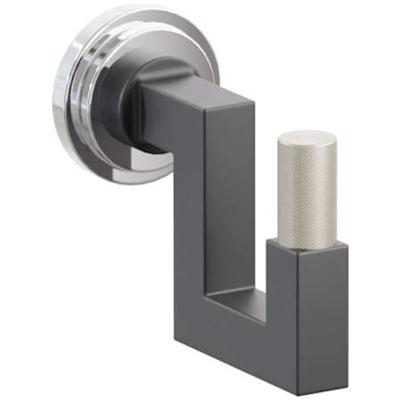 Emtek SELECT Single U Robe Hook with Polished Chrome Step Disc Rose, Satin Nickel Knurled Tip, and Choice of Square Stem Finish Polished Chrome Rosette / Flat Black Stem / Satin Nickel Tip