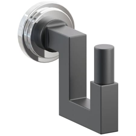 Emtek SELECT Single U Robe Hook with Polished Chrome Step Disc Rose and Choice of Square Stem/Smooth Tip Finish Polished Chrome Rosette / Flat Black Stem / Flat Black Tip